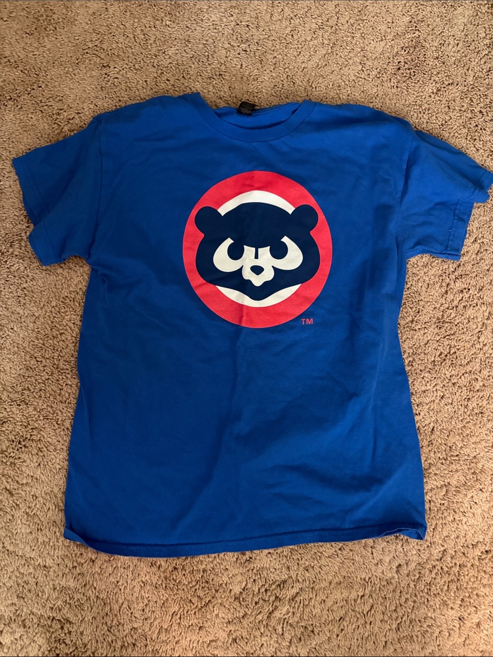 Gildan Bright Blue Tee with Red & White Mascot Graphic